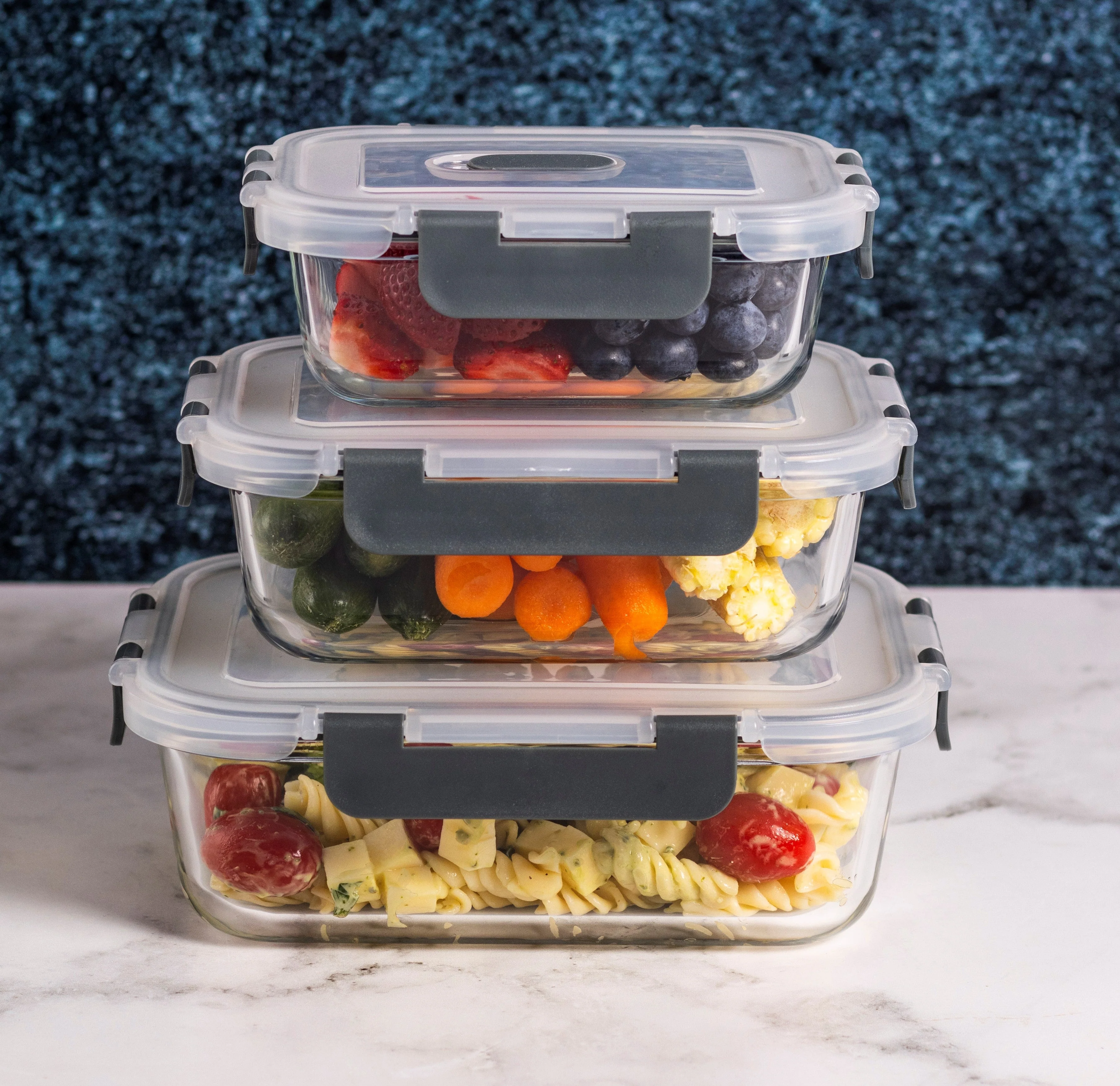 Consol Glass Madrid Rectangular Storage Container 1000ml (1L) With Clip On Vent Lid - Image 3